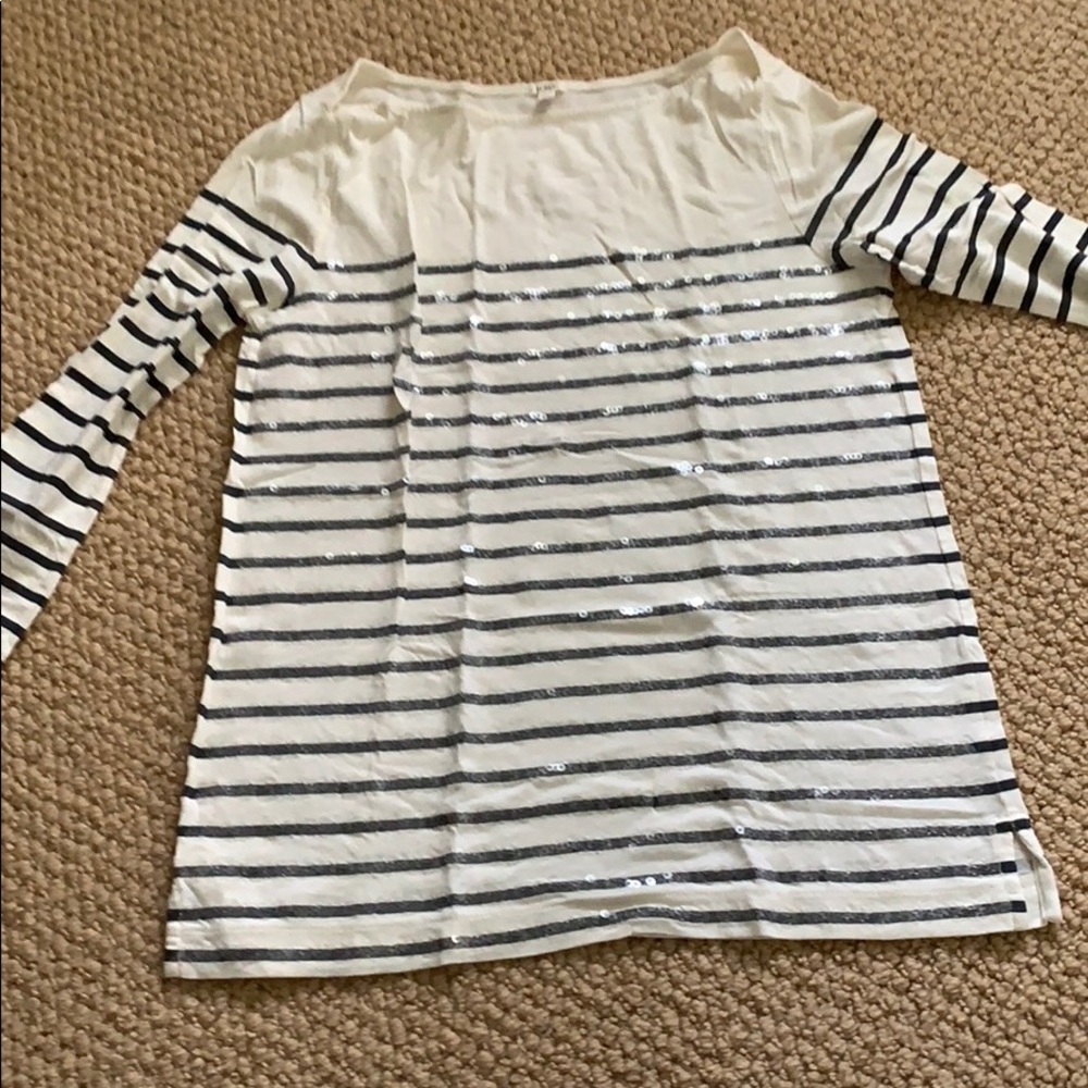 J crew long sleeve stripe sequin T-shirt